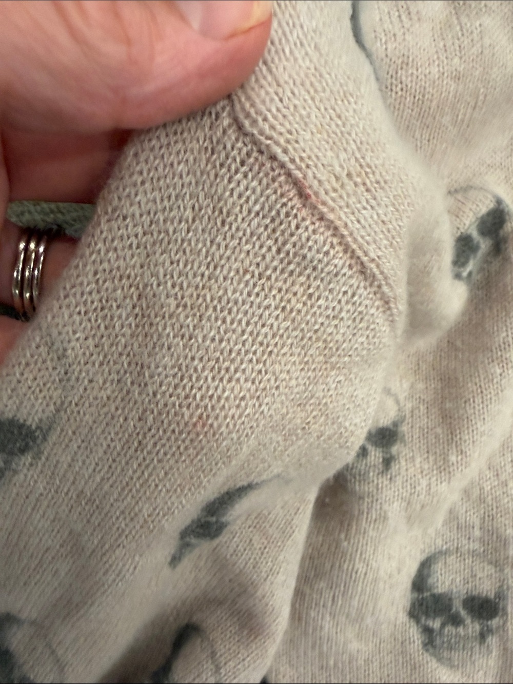 Skull Cashmere Light Tan/Brown Skull-Print Button Cardigan - Picture 8 of 10